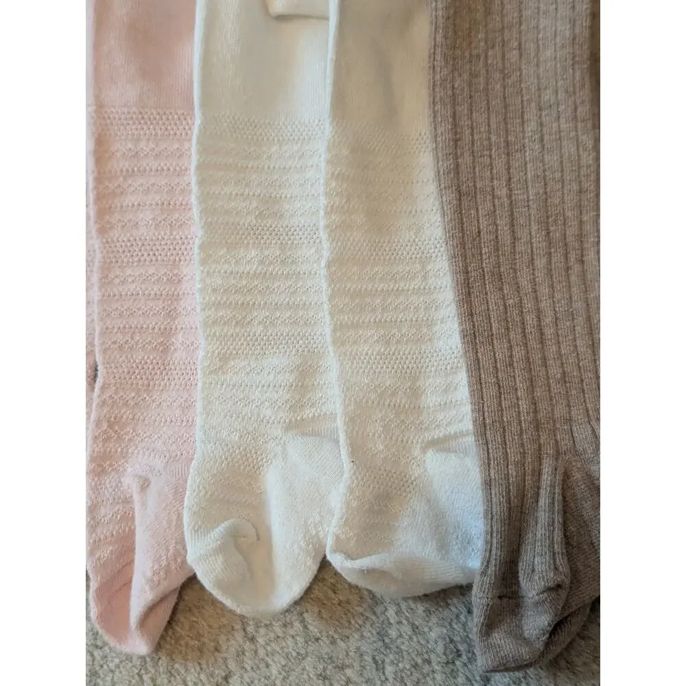 Kids Ribbed Tights Bundle - Pink, White, Beige, Charcoal